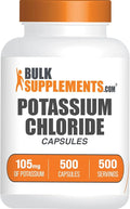 BulkSupplements.com Potassium Chloride Capsules - Potassium Chloride Supplement, Salt Substitute - Gluten Free,1 Capsule per Serving, 500 Count (Pack of 1)