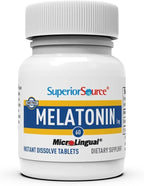 Superior Source Melatonin 3 mg, Quick Dissolve MicroLingual Tablets, 60 Ct, with Chamomile, Natural Sleep Support, Melatonin, for Adults, Non-GMO, Pack of 2