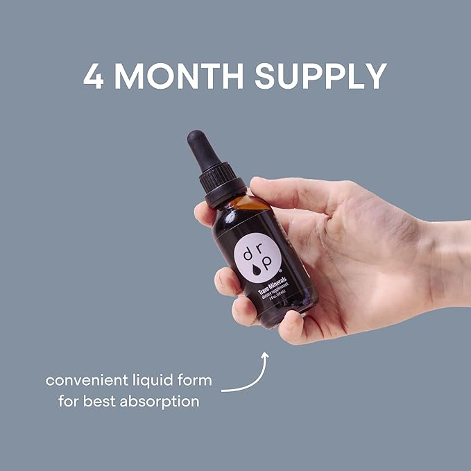 Organic Trace Minerals Electrolyte Drops with Fulvic Acid 2 oz Alkaline Liquid Minerals for Water - Supports Gut Health, Energy, Stamina, and Nutrient Uptake