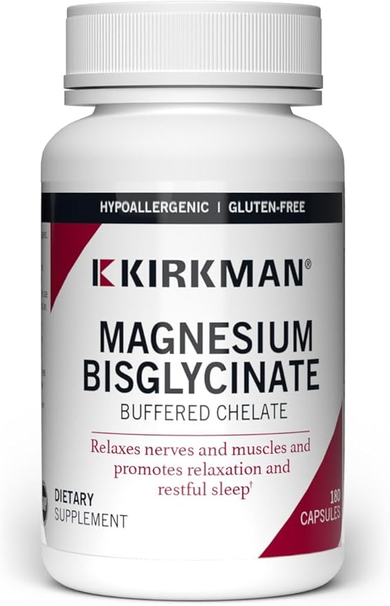 Kirkman - Magnesium Bisglycinate Buffered Chelate - 180 Capsules - Relaxes Nerves & Muscles - Promotes Restful Sleep - Hypoallergenic