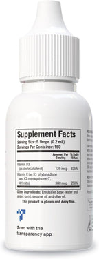 Biotics Research Bio-DK-Mulsion™–Emulsified Liquid Vitamin D and K, D3 Drops 125 mcg & Vitamin K (K1, K2) 300 mcg MK-7–Supports Stronger Bones, Musculoskeletal Strength, Healthy Heart & BMI 1 fl oz