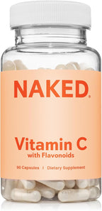 NAKED Vitamin C - 500mg Ascorbic Acid Capsules with Citrus Bioflavonoids - Daily Antioxidant and Immune Support* Made in USA - Vegan, Non-GMO - 90 Capsules