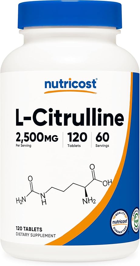 Nutricost L-Citrulline 2500mg Per Serving, 60 Servings, 1250mg Per Tablet, 120 Tabs - Non-GMO and Gluten Free Supplement