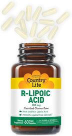 Country Life R-Alpha Lipoic Acid Complex 300mg - Alpha-Lipoic Acid 270mg & R-Lipoic Acid 30mg - Antioxidant Support - No Yeast, Corn, Wheat, Soy, Gluten, Milk - Alpha Lipoic Acid Supplement