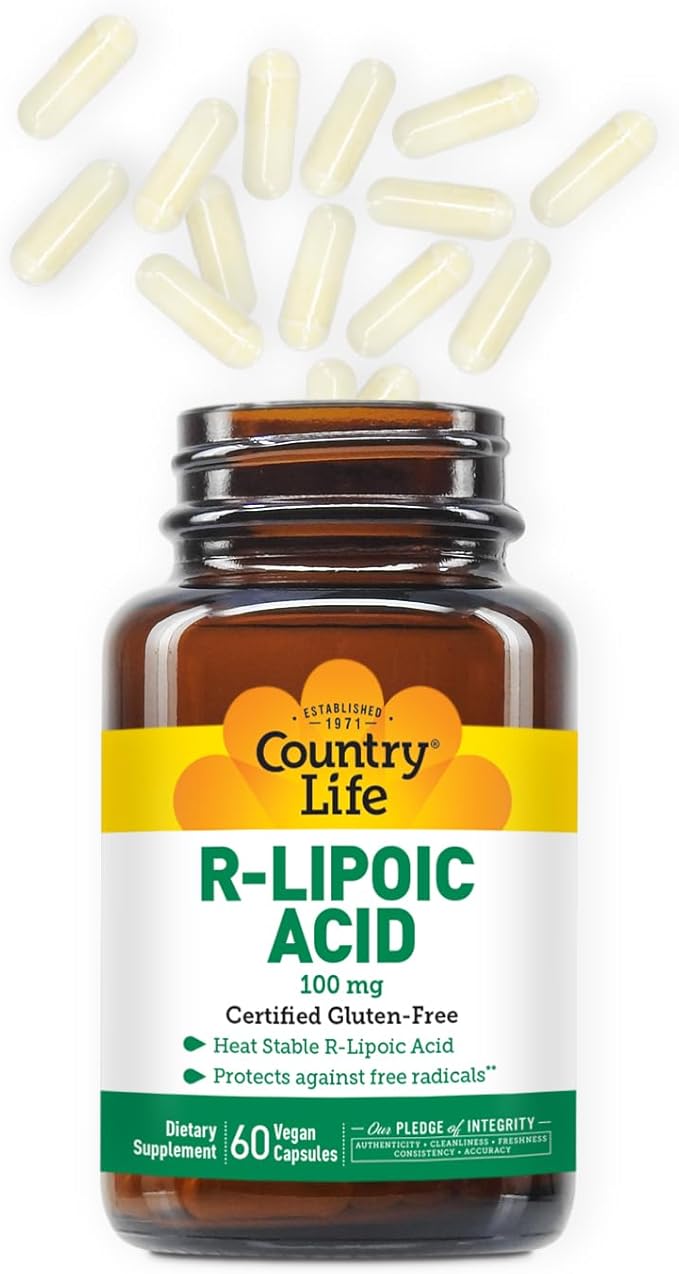 Country Life R-Alpha Lipoic Acid Complex 300mg - Alpha-Lipoic Acid 270mg & R-Lipoic Acid 30mg - Antioxidant Support - No Yeast, Corn, Wheat, Soy, Gluten, Milk - Alpha Lipoic Acid Supplement