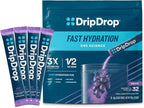 DripDrop Hydration Packets - Grape - Single Serve Electrolytes Powder Drink Mix - Non-GMO, Gluten Free, Vegan - 32 Sticks