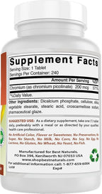Best Naturals Chromium Picolinate Tablet, 200 mcg, 240 Count (Pack of 2)