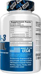 Evlution Nutrition Triple Strength Omega 3 Fish Oil - Burpless Fish Oil EPA DHA Omega 3 Supplement in Easy to Swallow Citrus Flavor Softgels - Enteric Coated Fish Oil Supplement - 120 Count