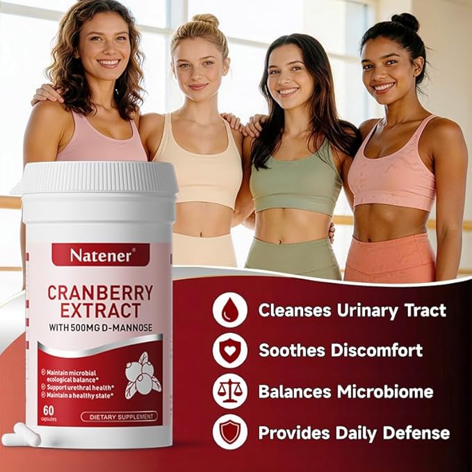600mg Cranberry Supplement with 500mg D-Mannose, Support Normal Urinary Tract Health for Women*, Help Cleanse and Protect the Urinary Tract*, Maintain Intimate Microbial Ecological Balance*