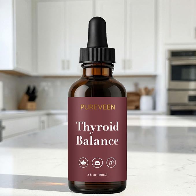 Pureveen Thyroid Balance, Thyroid Support Drops for Women, Liquid Supplement with Milk Thistle, Selenium, Zinc, Magnesium, Daily Wellness & Energy Support, 60ML