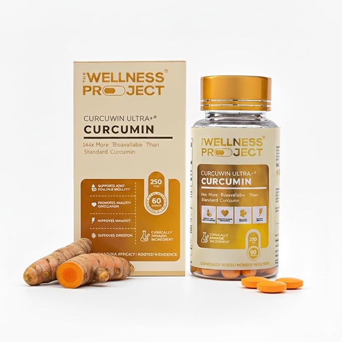 The Wellness Project Turmeric Curcumin with Curcuwin Ultra+ 250mg | Supports Joint, Muscle & Lung Health | for Mobility & Recovery | for Women & Men | 60 Tablets – 2 Month Supply (Pack of 2)