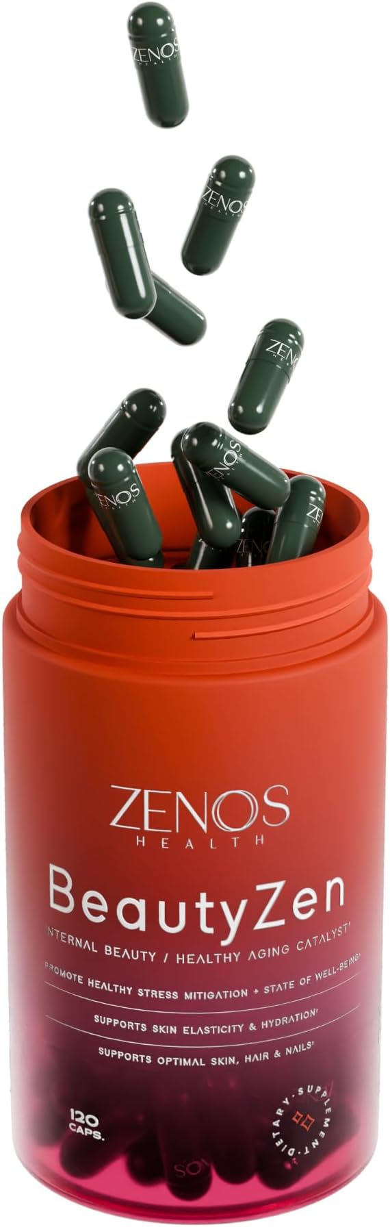 Zenos Health BeautyZen - Beauty Supplement for Hair Growth with DHT Blocker, Biotin Collagen Keratin & Antioxidants Supplement, Androgen Blocker, Anti Aging, Keratin Complex - Made in USA, 120 Caps