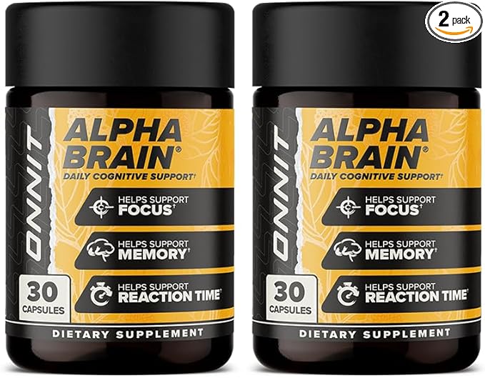 ONNIT Alpha Brain Nootropic Capsules for Men & Women, IGEN Non-GMO Tested Memory, Focus & Mental Clarity Support with L-Theanine and Vitamin B6, 30 Count Each, 2 Pack (60 Capsules)