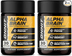 ONNIT Alpha Brain Nootropic Capsules for Men & Women, IGEN Non-GMO Tested Memory, Focus & Mental Clarity Support with L-Theanine and Vitamin B6, 30 Count Each, 2 Pack (60 Capsules)