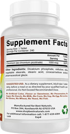 Best Naturals Chromium Picolinate 1000mcg 240 Tablets