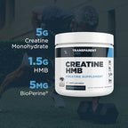 Transparent Labs Creatine HMB - Creatine Monohydrate Powder with HMB for Muscle Growth, Increased Strength, Enhanced Energy Output, and Improved Athletic Performance - 30 Servings, Watermelon