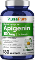 NusaPure Apigenin 100 mg per Capsule 180 Vcaps - Bioperine (Non-GMO, Gluten Free)