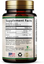 Calcium 1200 mg with Vitamin D3 Per Serving - Bone Health Supplement, Vitamin D & Calcium Supplements for Women & Men - Bone, Teeth & Immune Support, Nature's Calcium Pills, USA Bottled - 180 Tablets