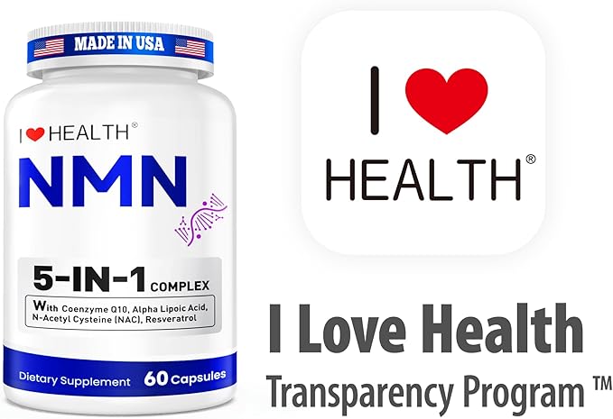 NMN Supplement, 5-in-1 Complex with NAC, Alpha Lipoic Acid, CoQ10 & Resveratrol - High Absorption Anti Aging Formula - Third Party Tested, cGMP, Gluten Free - 60 Capsules