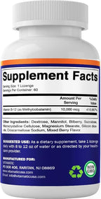 Vitamatic Methyl Vitamin B12 (Methylcobalamin) 10,000 mcg (10mg) 60 Lozenges - Superior Source of Vitamin B12 (2 Pack)