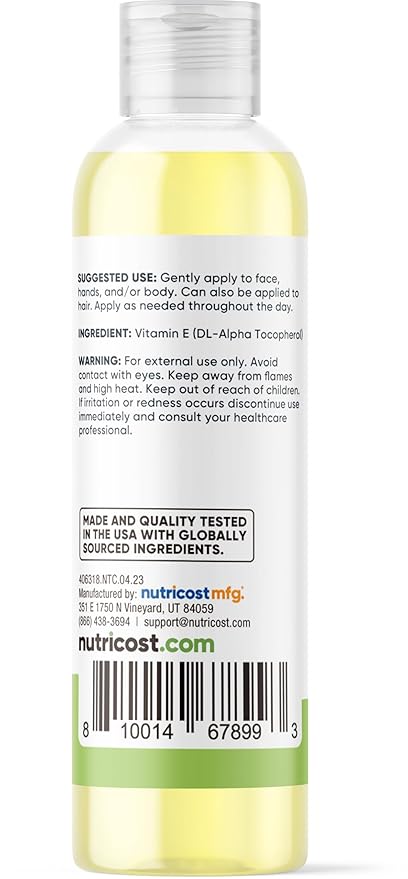 Nutricost Essentials Vitamin E Oil (8 Ounces / 230,000 IU) | Vitamin E Oil for Skin, Hair, and Nails
