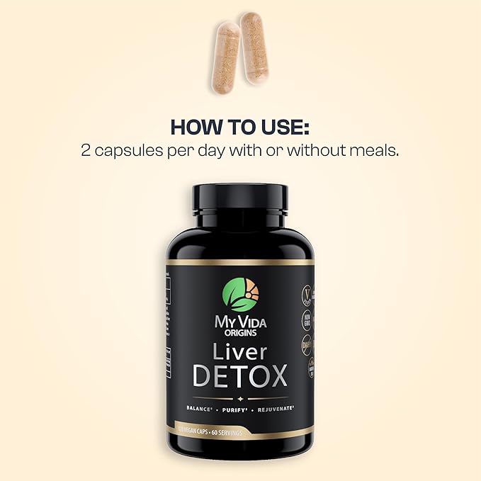 My Vida Origins Liver Detox with Organic Milk Thistle Organic Dandelion Extract and Choline with NAC – Liver Detox 120 Capsules