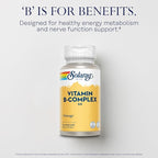 SOLARAY Vitamin B Complex 50 mg - Cellular Energy Vitamins - Metabolism and Nerve Health Support with Vitamin B12, Vitamin B1, B6, Niacin, Folic Acid, Biotin and Other B Vitamins - Vegan, 50 VegCaps