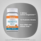 Piping Rock Children's Probiotic Chewable Tablets 14 Strains | 3 Billion CFU | 60 Count | Supplement Blend for Kids | Berry Flavor | Vegetarian, Non-GMO, Gluten Free