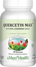 Maxi Health Quercetin 500mg Capsules – Zinc Supplements for Women and Men – Non-GMO, Kosher, and Gluten-Free Quercetin Supplements with Elderberry Vitamin C and Zinc (90 Veg Capsules, Pack of 2)