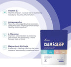 VivoNu Calm & Sleep Powdered Drink Mix Raspberry L Theanine Ksm-66 Ashwagandha Magnesium Glycinate Vitamin D 3 Supplements for Relaxation & Focus (VSC_M7)