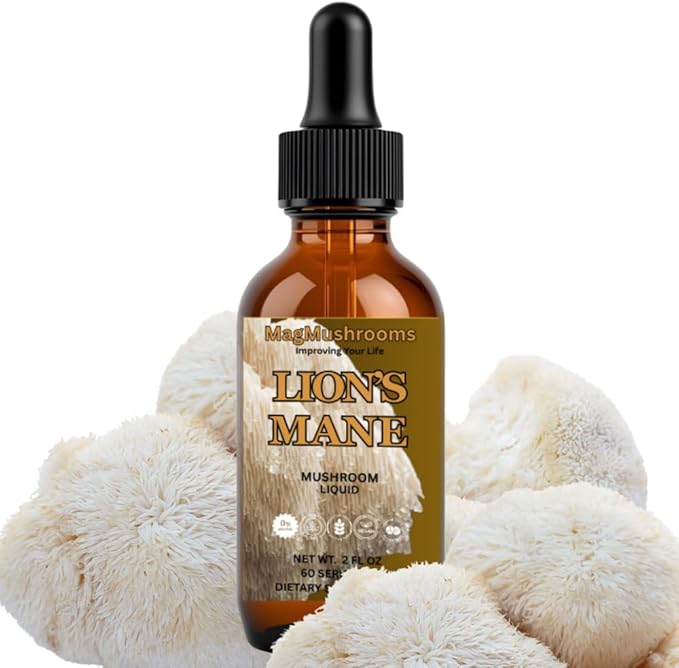 Lion’s Mane Mushroom Liquid Extract, High Potency, Alcohol Free, 60 Daily Doses for Brain Health