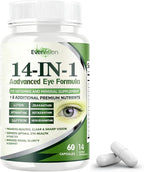 Evervision 14-in-1 Advanced Eye Formula - Eye Vitamin and Mineral Supplement for Eye Health - 60 Capsules (1pc)