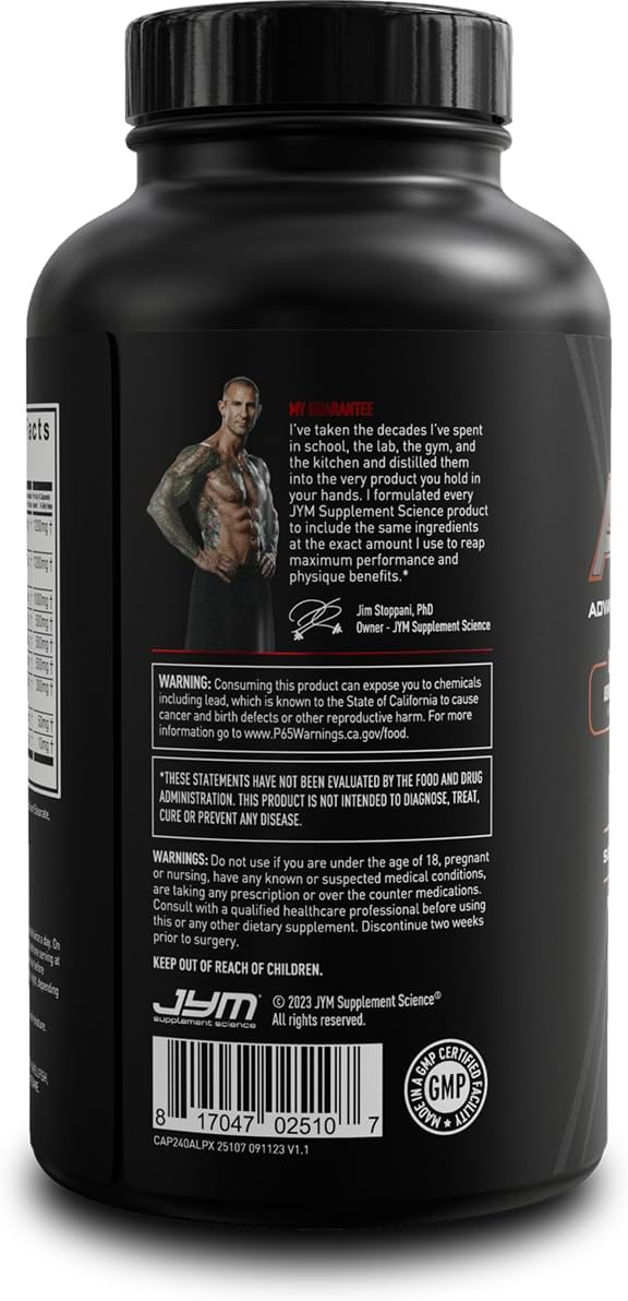 Alpha JYM X Advanced Testosterone Booster - Vitality, Optimization, DHEA, Ashwagandha, Boron, Shilajit, Fenugreek, Eurycoma, Damiana, Quercetin, DIM, JYM Supplemental Science (240 Capsules)