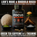 Advanced Focus Supplement Nootropic Brain Supplements for Memory and Focus | Lion's Mane, Caffeine, L-Theanine, and 5 Additional Natural Ingredients to Improve Cognitive Health & Energy (90 Capsules)