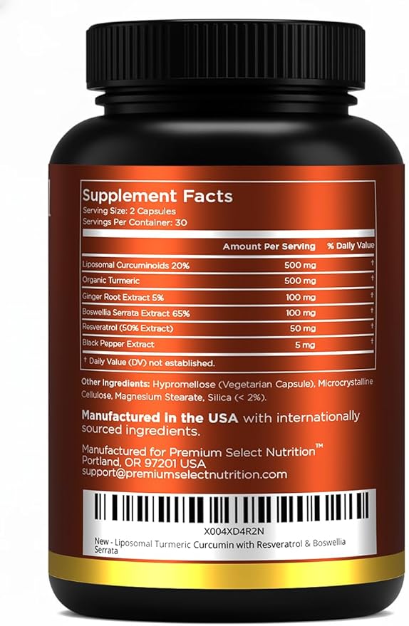 Liposomal Turmeric Curcumin with Resveratrol & Boswellia Serrata