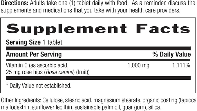 Country Life Vitamin C 1000mg with Rose Hips – Time Release Immune Support Supplement – Antioxidant Protection – Vegan, Gluten-Free, Preservative-Free – 90 Tablets