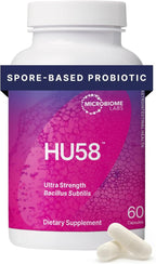 Microbiome Labs HU58 Bacillus Subtilis Probiotics for Women and Men - High Potency Spore Probiotic for Digestive Health & Immune Support - Daily Capsules with 10 Billion CFU (60 Capsules)