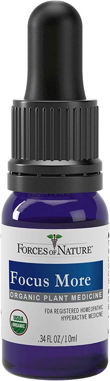 Forces of Nature Organic, Natural Focus More Brain Health Support with Dandelion & Wild Lettuce, Sublingual Tincture Helps Support Memory, Concentration, Non-GMO, 0.34 Fl Oz