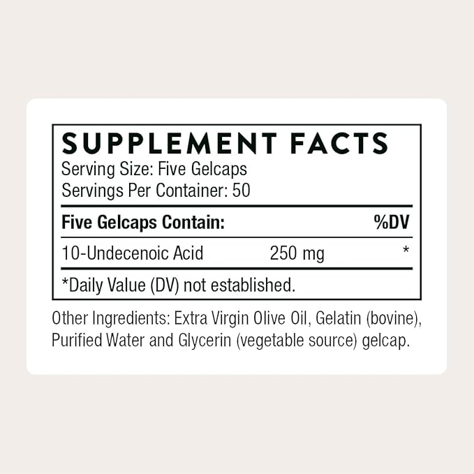 THORNE - Undecylenic Acid - Fatty Acid Support for a Healthy Balance of Gut & Vaginal Flora - Promotes Optimal GI Tract Function* - Gluten, Dairy & Soy-Free - 250 Softgels