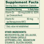 Vitamin K2 + D3 • 5000 IU D3 + Vitamin K2 • Bone, Heart & Immune Support • 90 Vegetarian Capsules • Non-GMO by Spring Valley + Daily Supplement Tracker Sticker