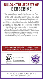 New Chapter Berberine Supplement - Super-Potent Berberine 1000 mg, 30x Concentrated Indian Barberry Extract to Support Metabolic Health + Heart Health + Glucose Support, Vegan, Gluten Free, 60 Count