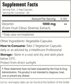 Diosmin Capsules, 120 Count, 1000 mg Serving, Vegan, Citrus Bioflavonoids 100% Vegetarian, Non-GMO & Gluten Free Diosmin Supplement with Max Strength - 2 Packs