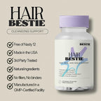 Biohacking Bestie Hair Bestie for Women & Men - Hair Growth Supplement with Biotin, Collagen, Vitamin B5, & Keratin, Support for Skin Health & Nails - 60 Capsules