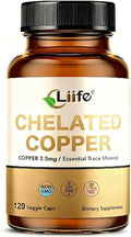 LIIFE Albion Chelated Copper 2.5mg, Copper Supplements, Supporting Red Blood Cells, Collagen, and Energy Production, 120 Veggie Capsules