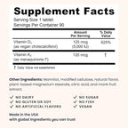 EZ Melts Dissolvable Vegan Vitamin D3 + K2 5,000 IU - Bone & Heart Health Support - Immune Function Support - No Artificial Flavors - Non-GMO - Green Apple - 180 Dissolvable Tablets (180 Servings)