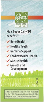 Carlson - Kid's Super Daily D3, Vitamin D Drops for Kids, 400 IU per drop, 1-Year Supply, Heart & Immune Health, Vegetarian, Liquid Vitamin D Drops, Unflavored, 365 drops