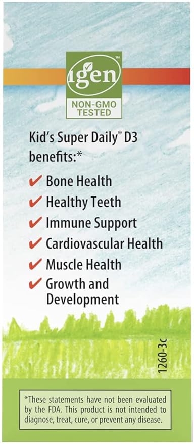 Carlson - Kid's Super Daily D3, Vitamin D Drops for Kids, 400 IU per drop, 1-Year Supply, Heart & Immune Health, Vegetarian, Liquid Vitamin D Drops, Unflavored, 365 drops