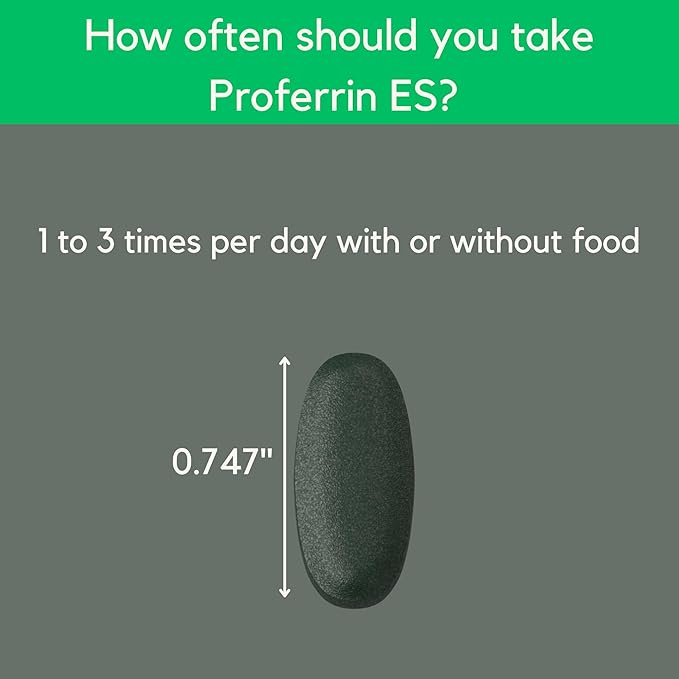 Proferrin ES- 10.5mg of high Absorbing Heme Iron Polypeptide. Made in The USA. 90 Tablets. Easy on The Gut. Not affected by Coffee, Calcium, or PPI's.