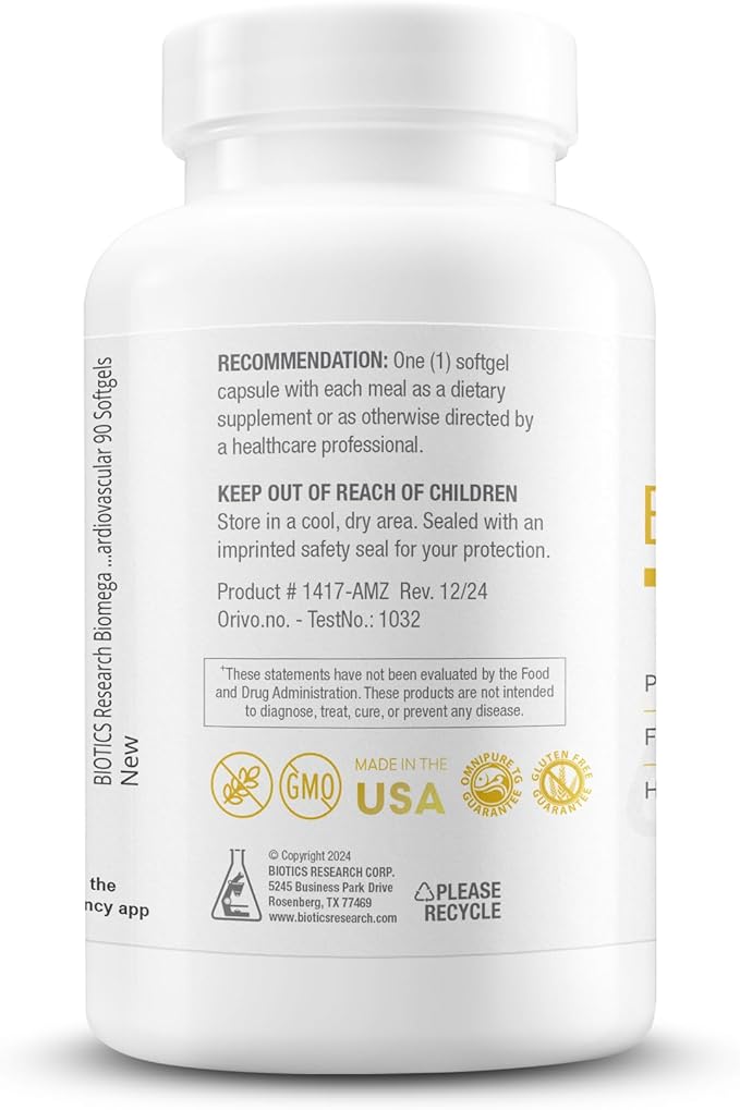 Biotics Research Biomega-1000™ Omega 3 Fish Oil With EPA 529mg / DHA 353mg– Omega-3 Fatty Acids 1000 mg- Highly Concentrated Fish Oil 90 Days Servings–Supports Immune, Brain & Heart Health–90 Softgels