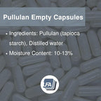 Empty 00 Capsules - Vegan Pullulan - 1000 Count Vegetarian Capsules Empty - Joined Fillable 00 Vegetable Pill Capsules - Veggie Caps for Capsule Filling Machine - Halal Kosher Tapioca